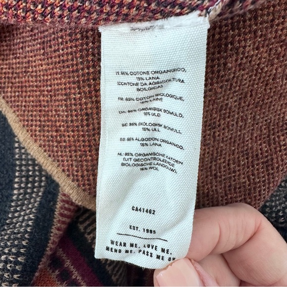 Thought Cardigan Women’s Sz‎ 16 Organic Cotton And Wool Tribal Stripe Open Front - Picture 9 of 16